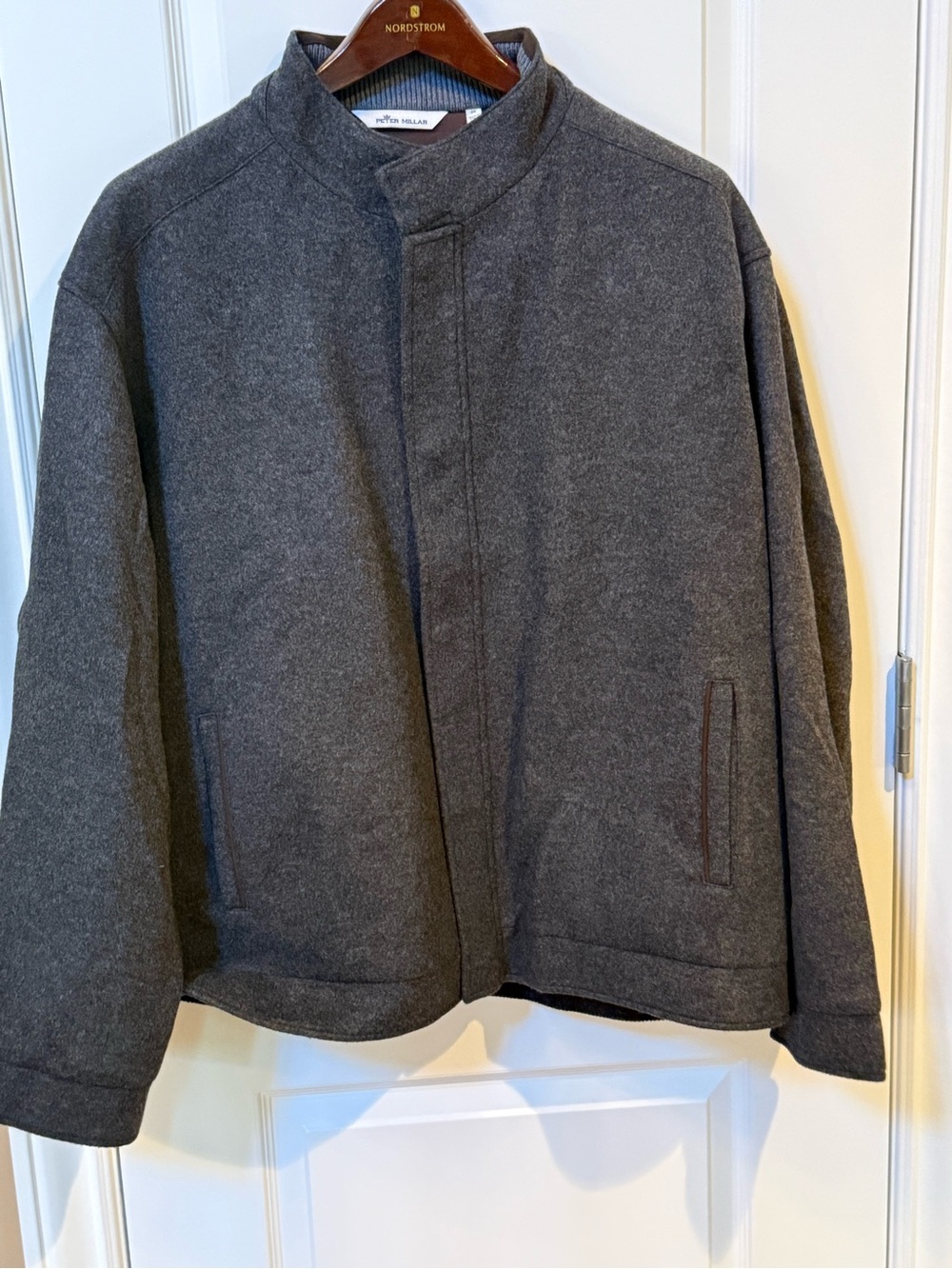Peter Millar Charcoal Stand-Collar Wool-Blend Jacket
